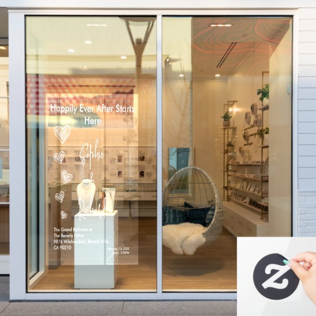 Vinilos Para Cristales Hearts White Weddings Celebrating Love Romance (Ventana de la tienda)