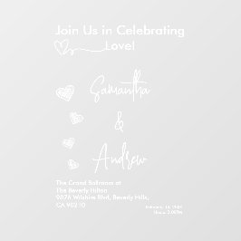 Vinilos Para Cristales Hearts White Weddings Celebrating Love Romance
