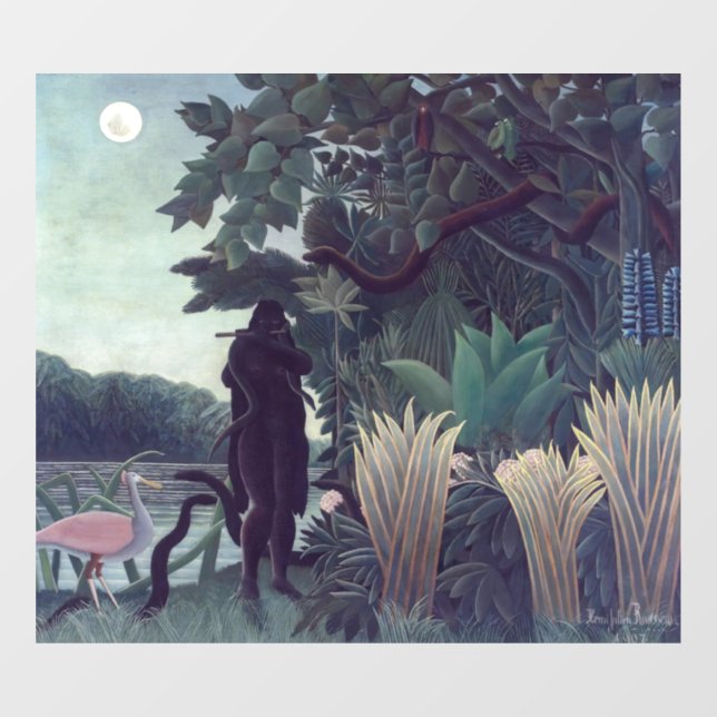 Vinilos Para Cristales Henri Rousseau - El encantador de serpientes (Hoja)