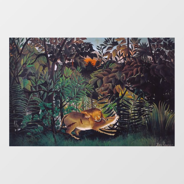 Vinilos Para Cristales Henri Rousseau - El león hambriento (Hoja)