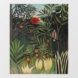 Vinilos Para Cristales Henri Rousseau - Monos y loro en la Selva Virgen
