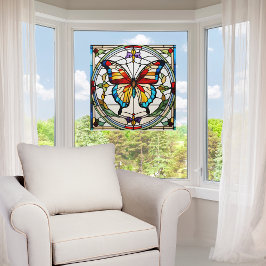 Vinilos Para Cristales Hermosa mariposa Faux Stained Glass