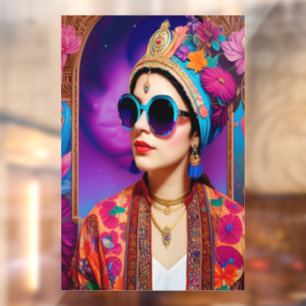 Vinilos Para Cristales Hermosa princesa con gafas de sol