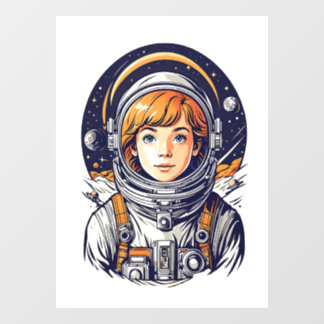 Vinilos Para Cristales Hermoso astronauta chica en el espacio