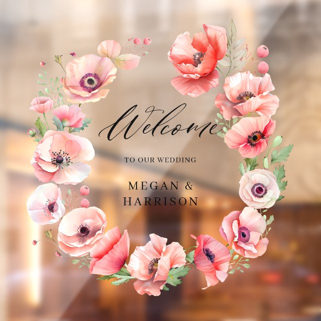 Vinilos Para Cristales Hermoso diseño de flor de amapola rosa y roja (Hoja 2)