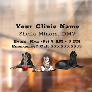 Vinilos Para Cristales Hermosos perros felices y gatos ventana veterinari