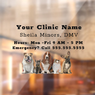 Vinilos Para Cristales Hermosos perros felices y gatos veterinarios