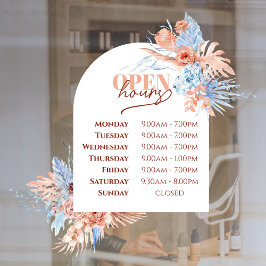 Vinilos Para Cristales Hojas tropicales y arca de horarios abiertos