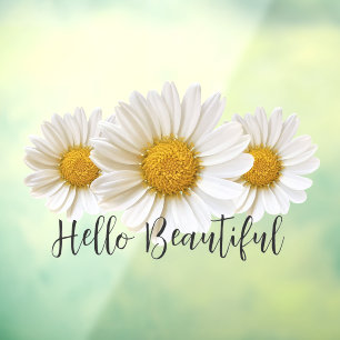 Vinilos Para Cristales Hola Hermosa Tres Daisies Blancos Floral