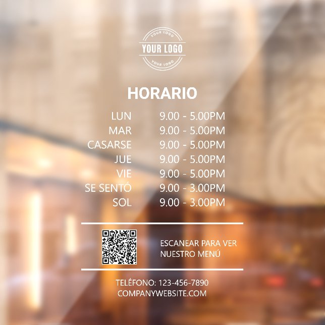 Vinilos Para Cristales Hora de apertura de la oficina, de la emp (Hoja 2)