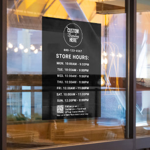 Vinilos Para Cristales Horario Comercial Personalizado Texto de Logo Blan