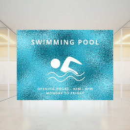 Vinilos Para Cristales Horario de apertura azul de la piscina