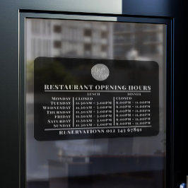 Vinilos Para Cristales Horario de apertura de almuerzo y cena con logotip