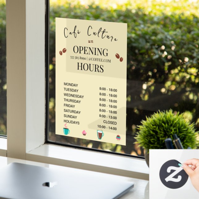Vinilos Para Cristales Horario de apertura de la cafetería (Oficina)