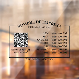 Vinilos Para Cristales Horario de apertura de la oficina retro, código QR