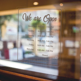 Vinilos Para Cristales Horario de apertura de la tienda de café marrón Sc