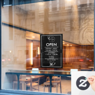 Vinilos Para Cristales Horario de apertura de negocio Ventana Cling Decal