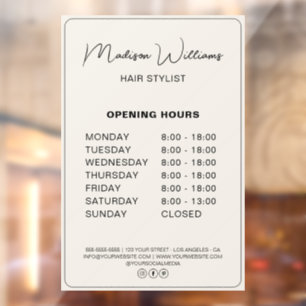 Vinilos Para Cristales Horario de apertura Salón de Estilistas de Cabello