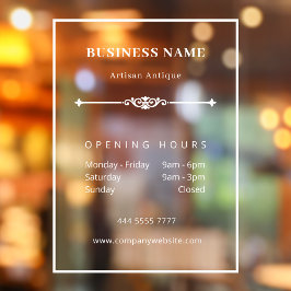 Vinilos Para Cristales Horario de apertura vintage empresarial blanco min