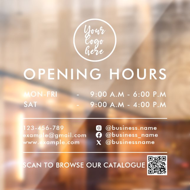 Vinilos Para Cristales Horario de atención QR Código Logotipo Información (Hoja 2)