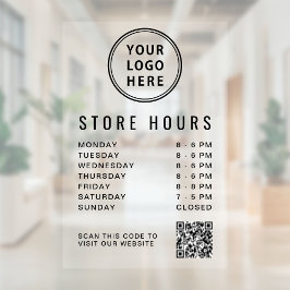 Vinilos Para Cristales Horario de Negocio Logo Código QR