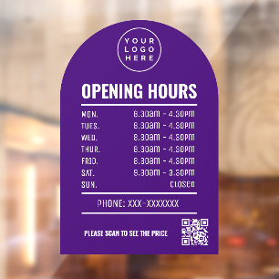 Vinilos Para Cristales Horarios De Apertura Con Logotipo De Código Qr Arc