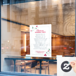 Vinilos Para Cristales Horarios de apertura de Navidad, acebo rojo verde