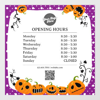 Vinilos Para Cristales Horarios de apertura | Halloween de apertura de lo