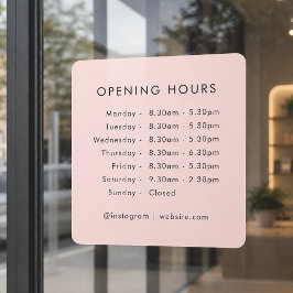 Vinilos Para Cristales Horarios de Apertura | Horas de Trabajo Rosa Beige