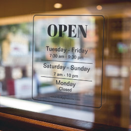 Vinilos Para Cristales Horarios de apertura l Horas de trabajo Transparen