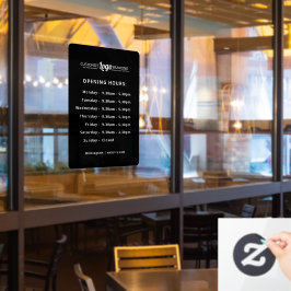Vinilos Para Cristales Horarios de apertura Logotipo de empresa Negro