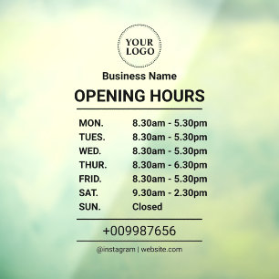 Vinilos Para Cristales Horarios de Apertura Logotipo de la Empresa Hora