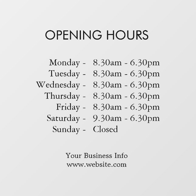 Vinilos Para Cristales Horarios de tienda modernos | Horarios de apertura (Hoja)