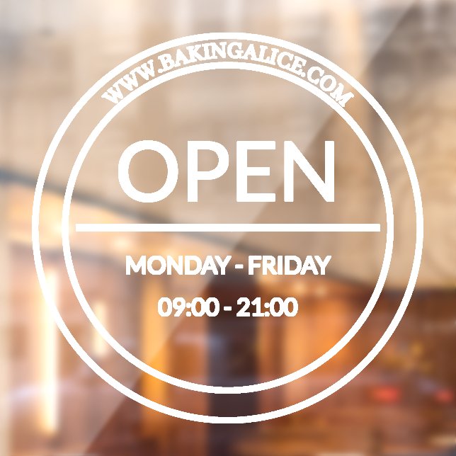 Vinilos Para Cristales Horas de apertura Círculo (Hoja 2)