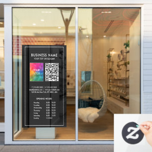 Vinilos Para Cristales Horas de apertura Código QR Modelo comercial de gr