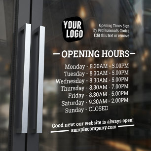 Vinilos Para Cristales Horas De Apertura Comerciales Con Logo Y Texto Per