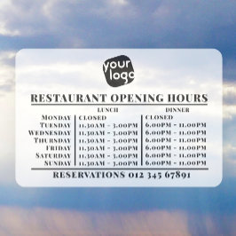 Vinilos Para Cristales Horas de apertura de almuerzo y cena con logotipo 