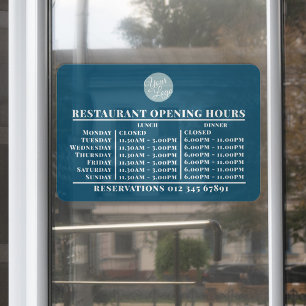 Vinilos Para Cristales Horas de apertura de almuerzo y cena con logotipo 