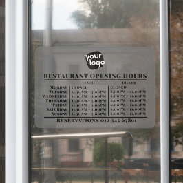 Vinilos Para Cristales Horas de apertura de almuerzo y cena con logotipo 