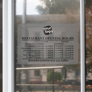 Vinilos Para Cristales Horas de apertura de almuerzo y cena con logotipo 