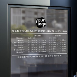 Vinilos Para Cristales Horas de apertura de almuerzo y cena con logotipo 