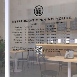 Vinilos Para Cristales Horas de apertura de almuerzo y cena personalizada