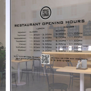 Vinilos Para Cristales Horas de apertura de almuerzo y cena personalizada