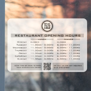 Vinilos Para Cristales Horas de apertura de almuerzo y cena personalizada