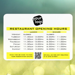 Vinilos Para Cristales Horas de apertura de almuerzo y cena personalizada