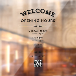 Vinilos Para Cristales Horas de apertura de bienvenida comercial con códi