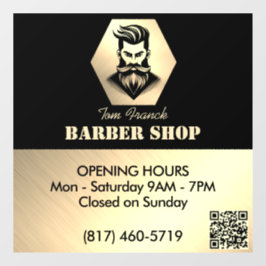 Vinilos Para Cristales Horas de apertura de Black&gold para la Barber Sho