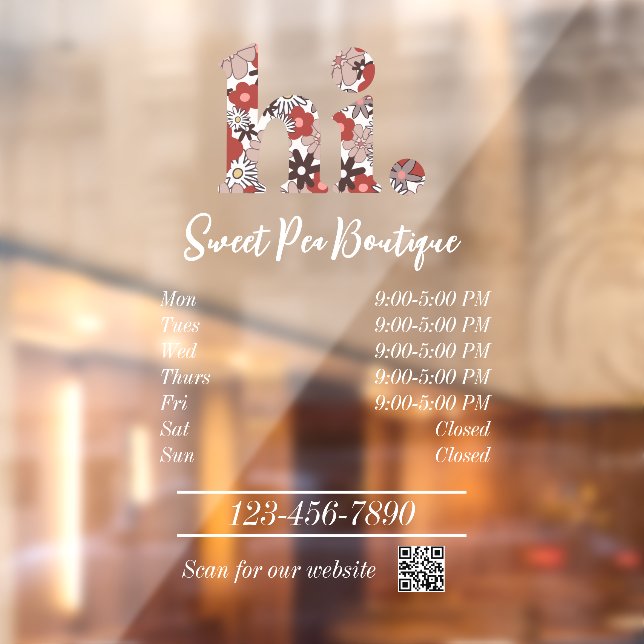 Vinilos Para Cristales Horas de apertura de la boutique Cute (Hoja 2)