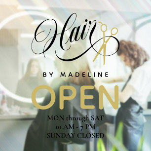 Vinilos Para Cristales Horas de apertura de la sala del aire del pelo y l