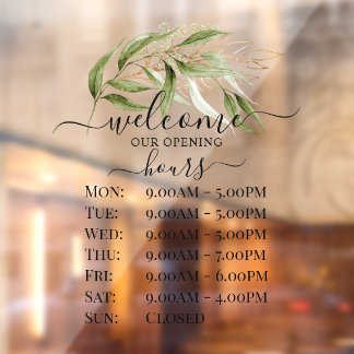 Vinilos Para Cristales Horas de apertura de la tienda de ramitas de eucal